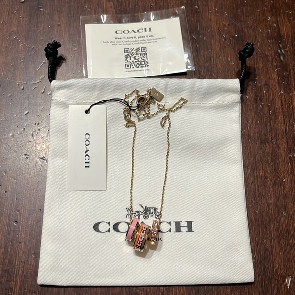 COACH Enamel Rondel Pendant Necklace NWT - Picture 2 of 6